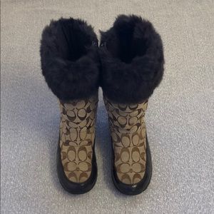 Coach - Joyous Brown Jacquard Sig. C Boots - 8.5